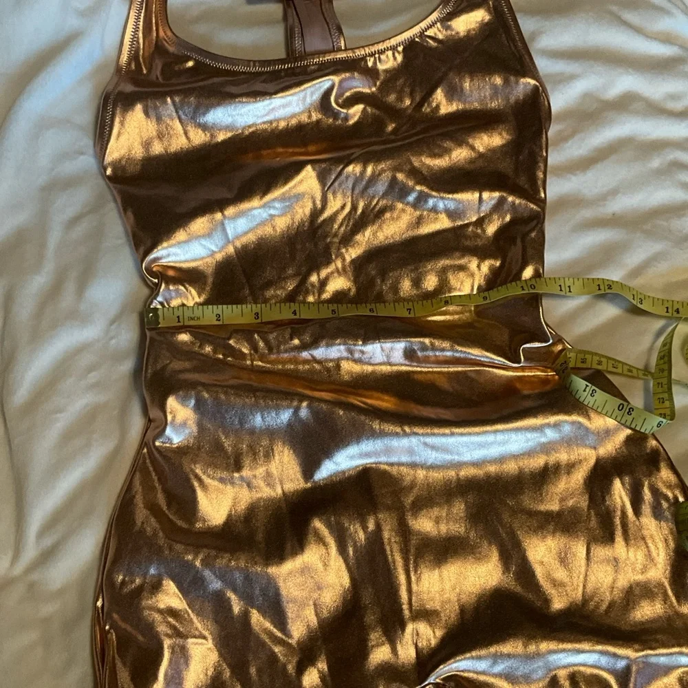SKIMS Swim Women's Rose Gold Metallic Racerback Cycle Suit Size Small NWT